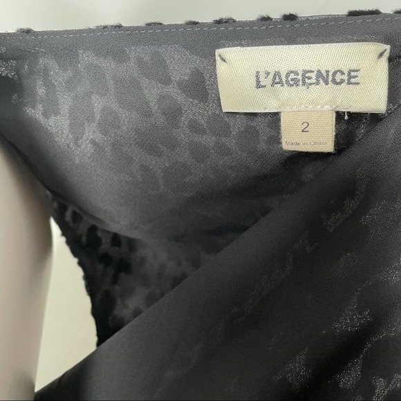 L'agence One Sleeve Shift Animal Print Dress Sheer Black Color Velvet Size 2 - Picture 10 of 10
